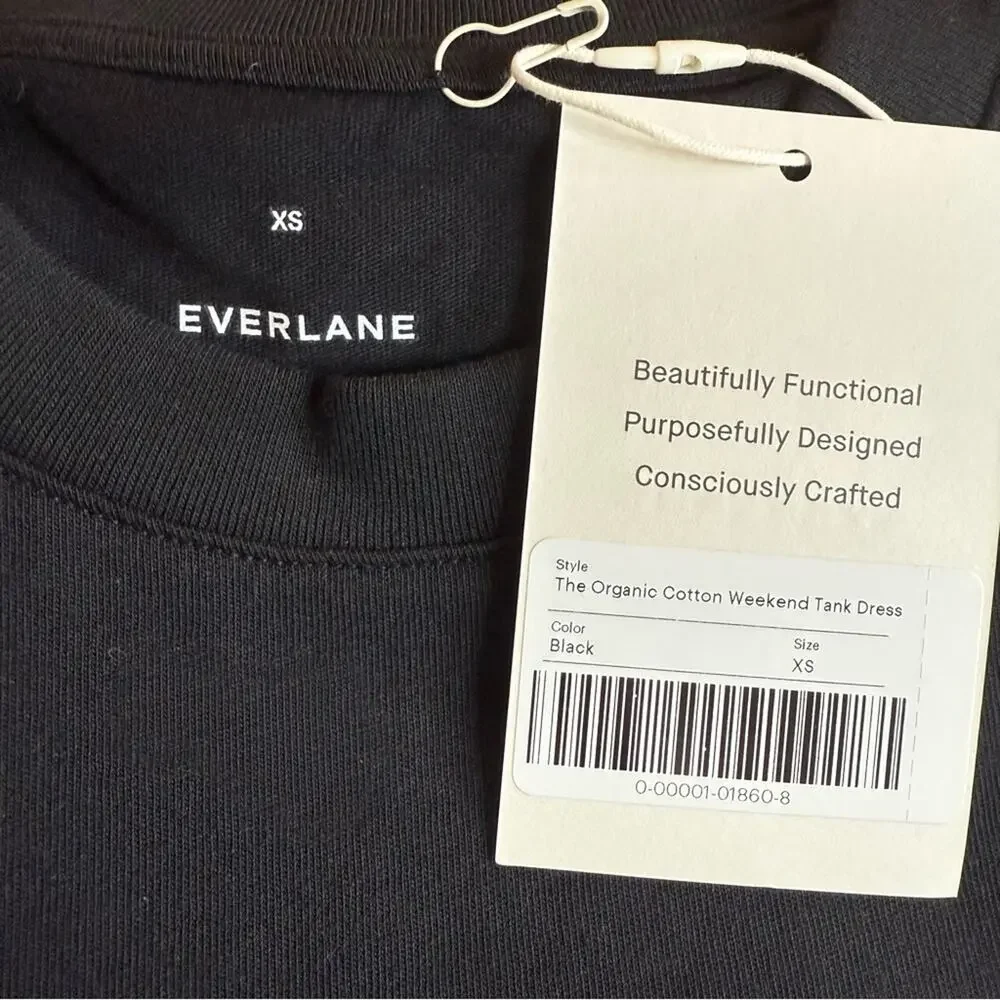 Everlane The Weekend Tank Dress Black Size XS Midi Organic Cotton NEW Perfect - Picture 8 of 11